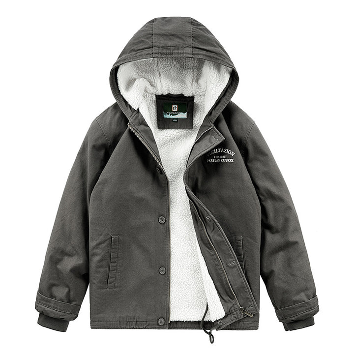 Men's Winter Jacket with Cozy Fleece Lining and Adjustable Hood Collar Lisslune
