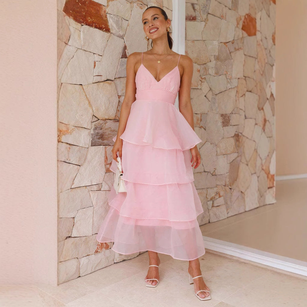 Ladies airy maxi dress with layers and spaghetti straps Lisslune