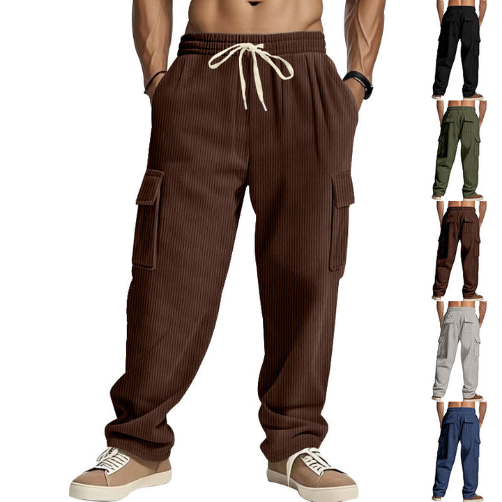Men's Comfortable Cargo Pants with Elastic Waistband and Practical Side Pockets Lisslune