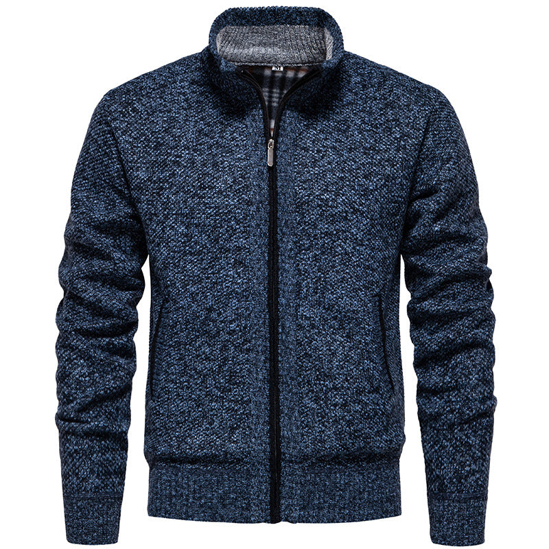 Men's stylish cardigan with high collar and practical pockets Lisslune