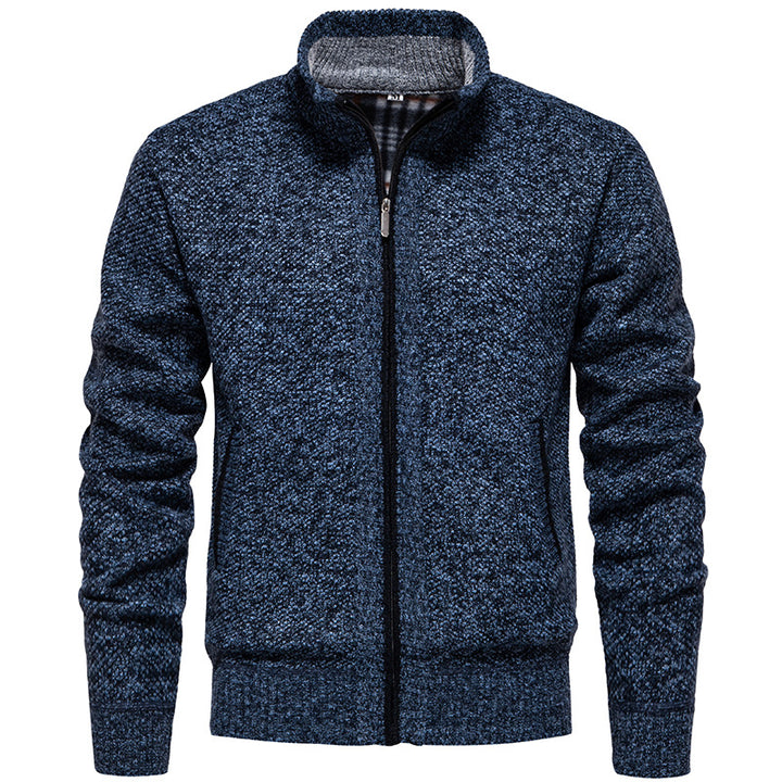 Men's stylish cardigan with high collar and practical pockets Lisslune