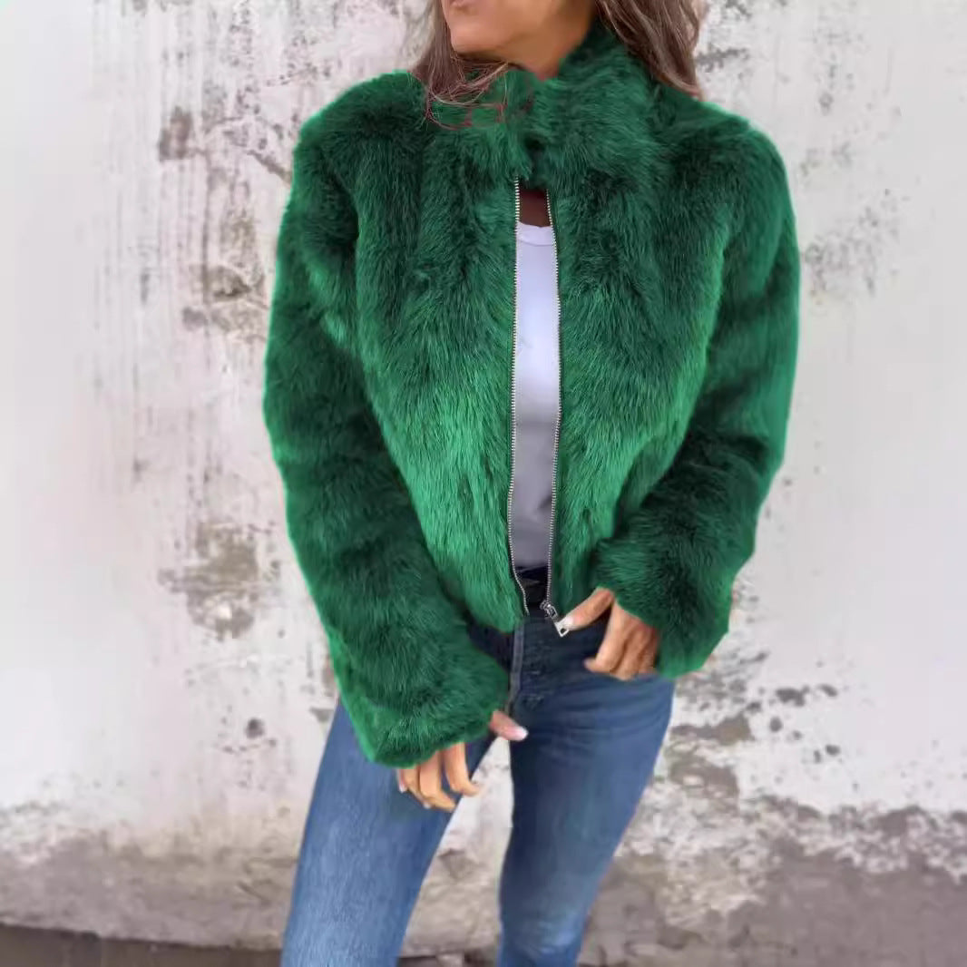 Women's Cozy Fleece Jacket with High Collar Lisslune
