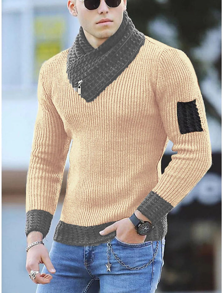 Men's Stylish Sweater with Textured Collar Lisslune