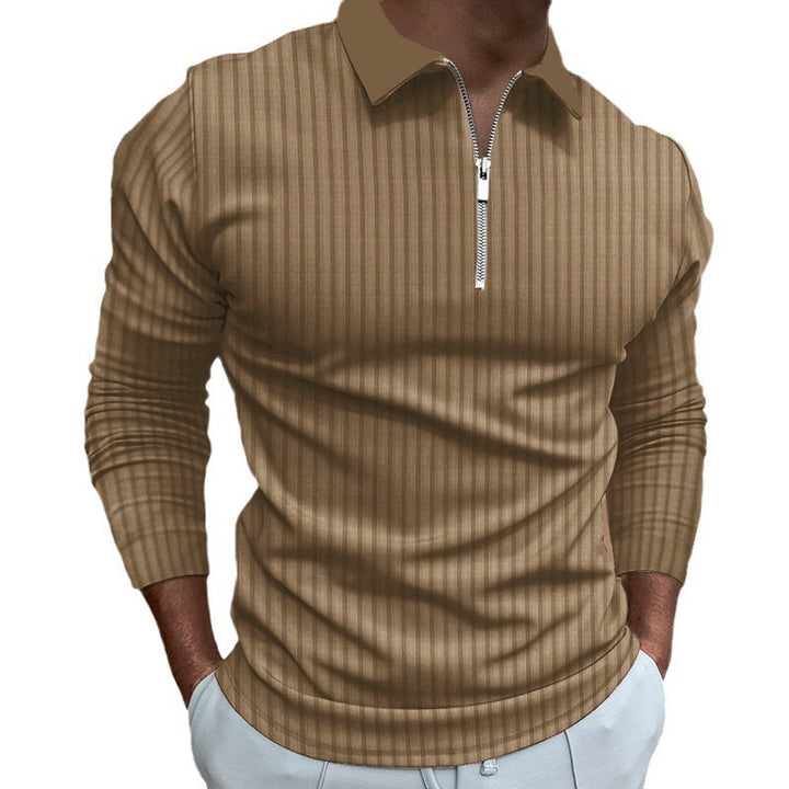 Men's long sleeve polo shirt with zipper and elegant stitching Lisslune