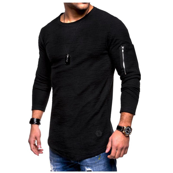Men's long-sleeve shirt with modern texture pattern and practical arm pocket Lisslune