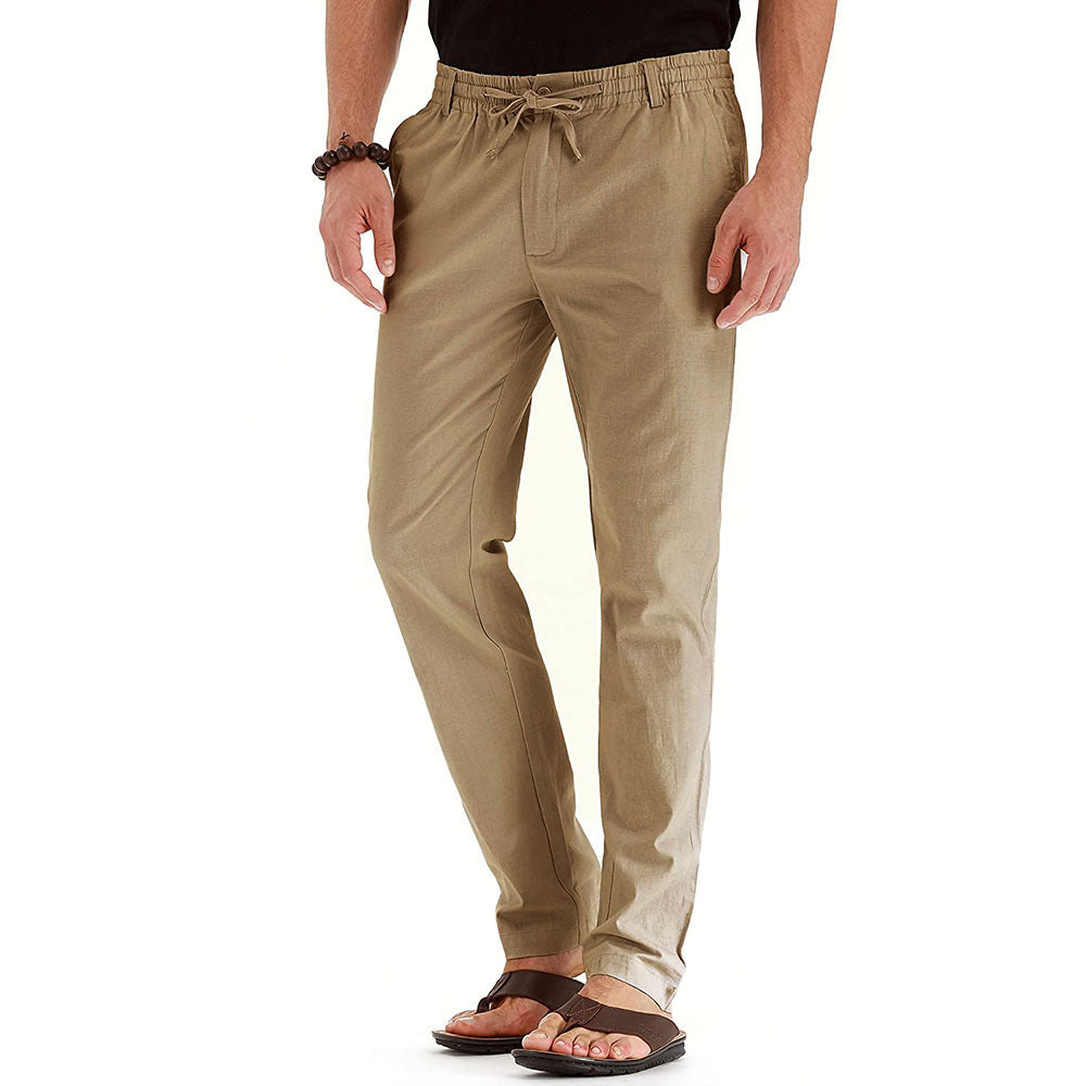 Men's Relaxed Fit Linen Pants with Elastic Waistband and Comfortable Fit Lisslune