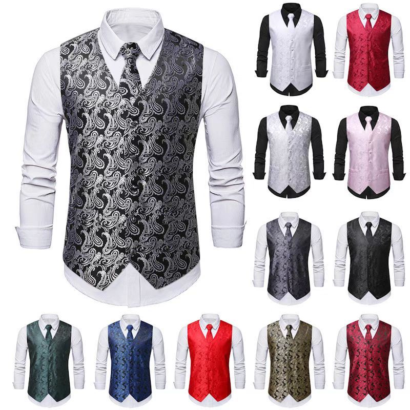 Men's elegant waistcoat with floral pattern Lisslune