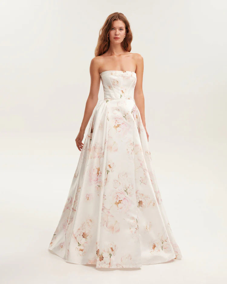 Women Elegant Floral Pattern Maxi Dress with Off-Shoulder Design Lisslune