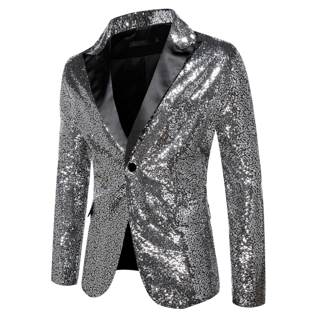 Men's extravagant glitter tuxedo jacket with black satin lapels Lisslune