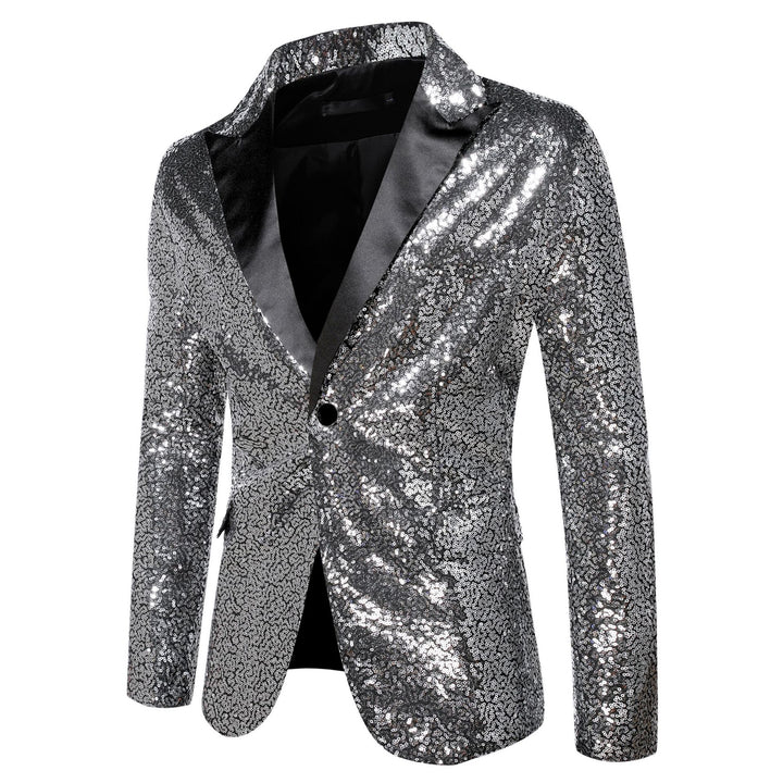 Men's extravagant glitter tuxedo jacket with black satin lapels Lisslune