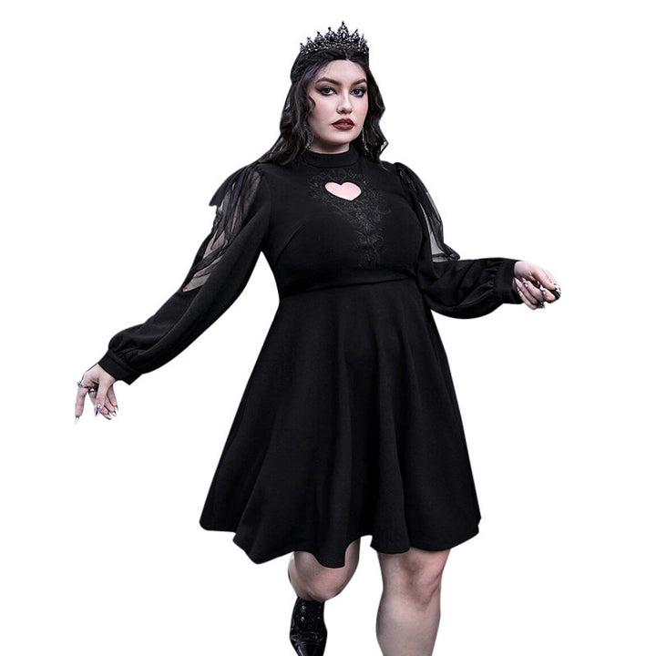 Women's playful dress with heart-shaped neckline and transparent puff sleeves Lune London