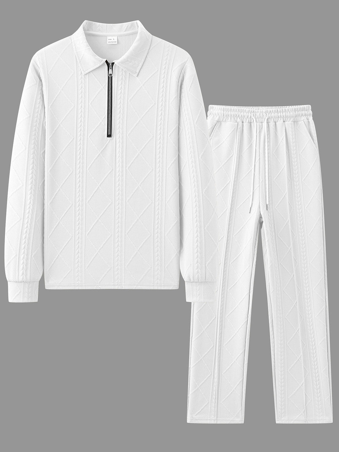 Men's comfortable leisure suit with zipper and ribbed texture Lisslune