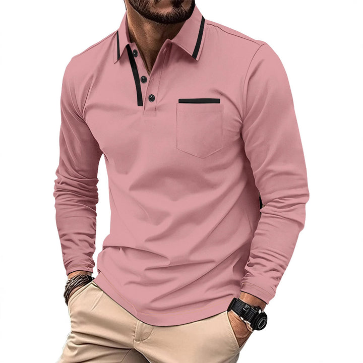 Men's Long Sleeve Polo Shirt with Modern Design Lisslune