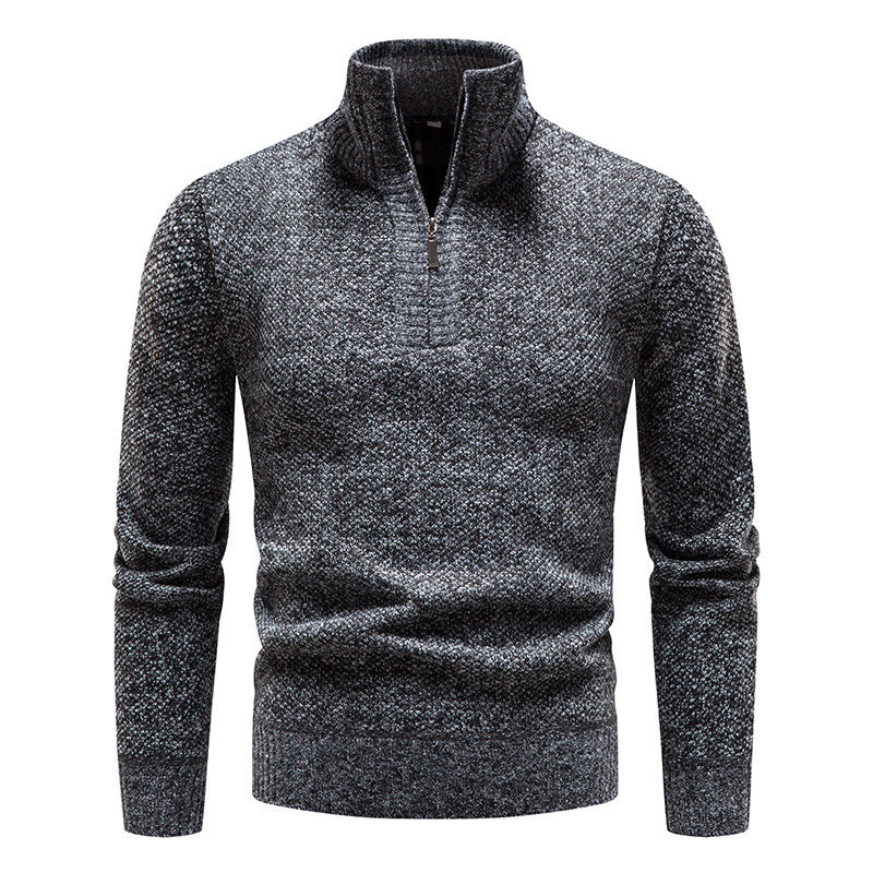 Men's sporty knit sweater with half zipper and textured design Lisslune