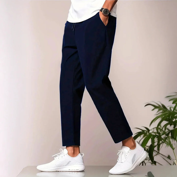 Men's casual leisure pants with elastic waistband and side pockets Lisslune