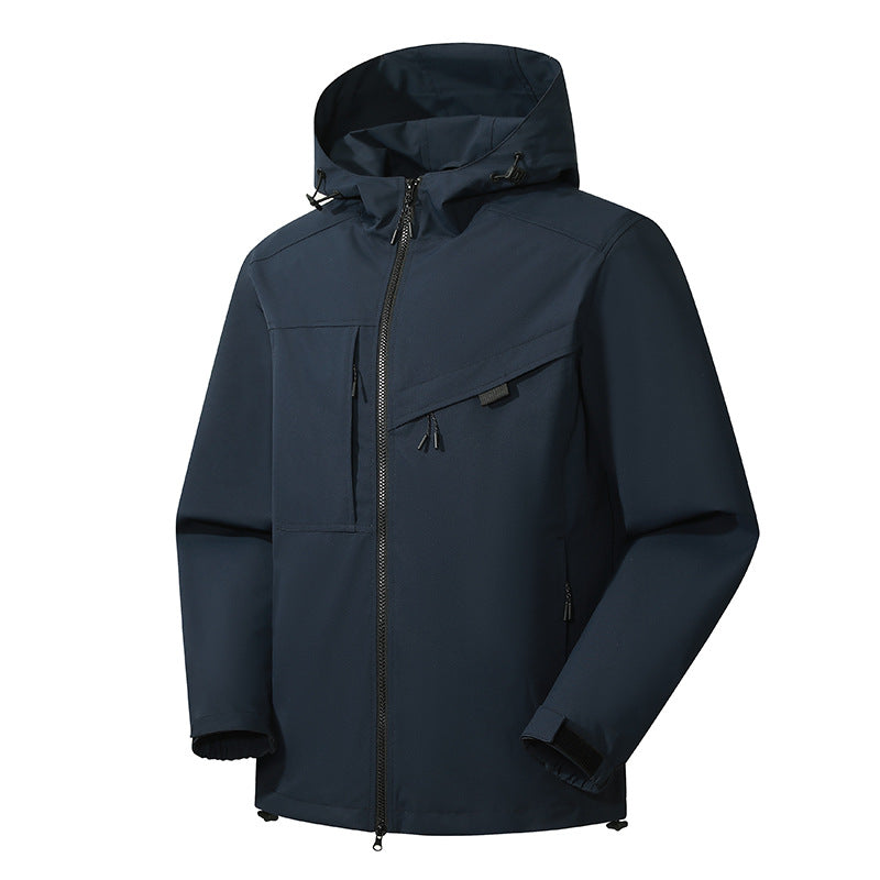 Men's multifunctional outdoor jacket with adjustable hood and strong zippers Lisslune