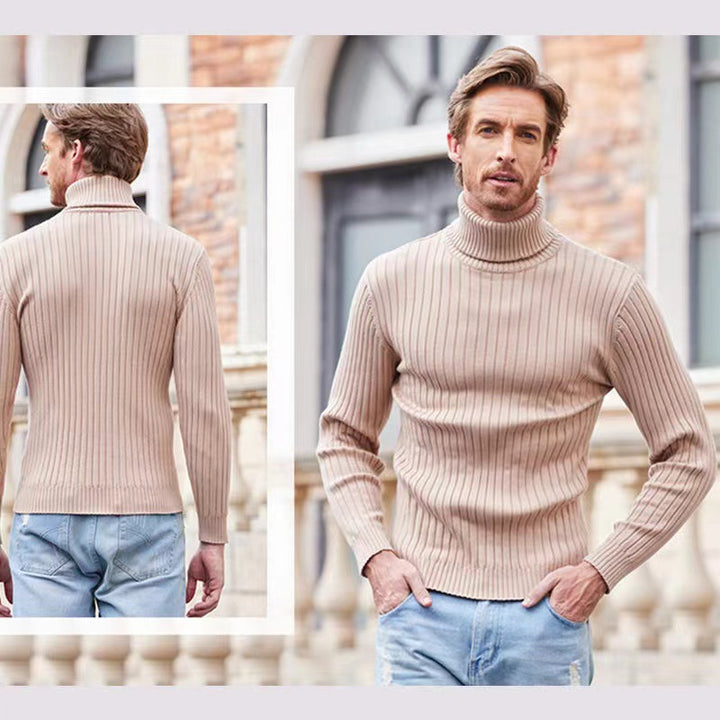 Men's turtleneck sweater made of high-quality ribbed knit Lisslune