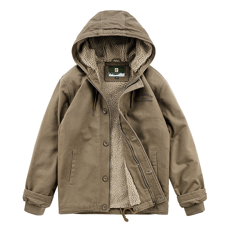 Men's Winter Jacket with Cozy Fleece Lining and Adjustable Hood Collar Lisslune