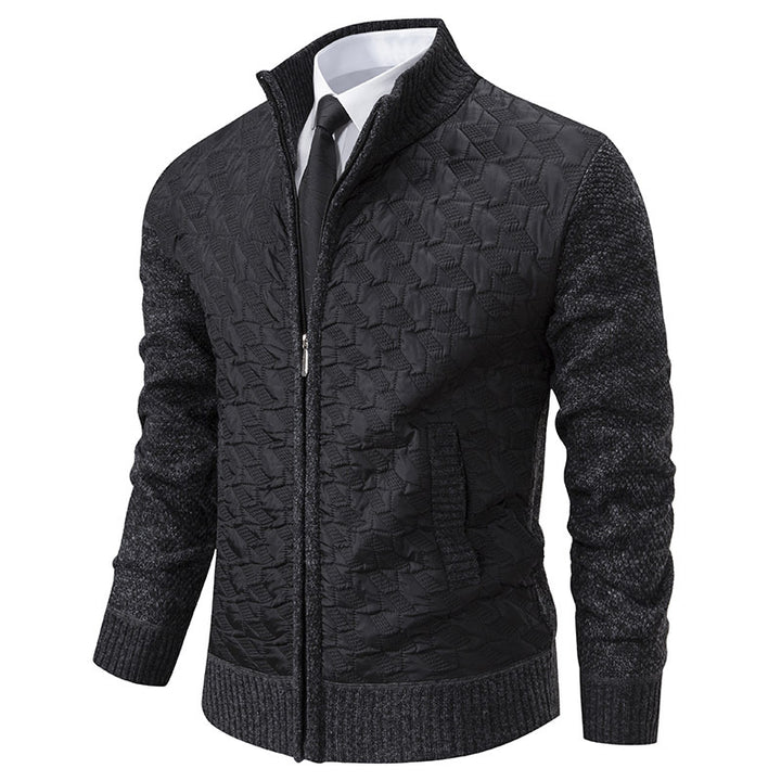 Men's stylish padded jacket with textured outer material and high collar Lisslune