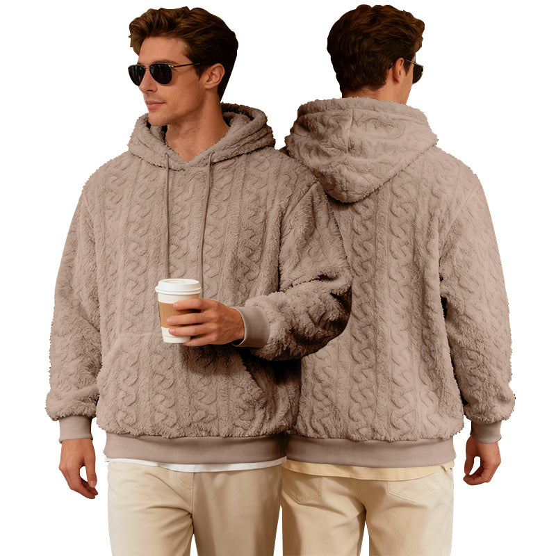Men's Cozy Hoodie with Textured Fleece Lisslune