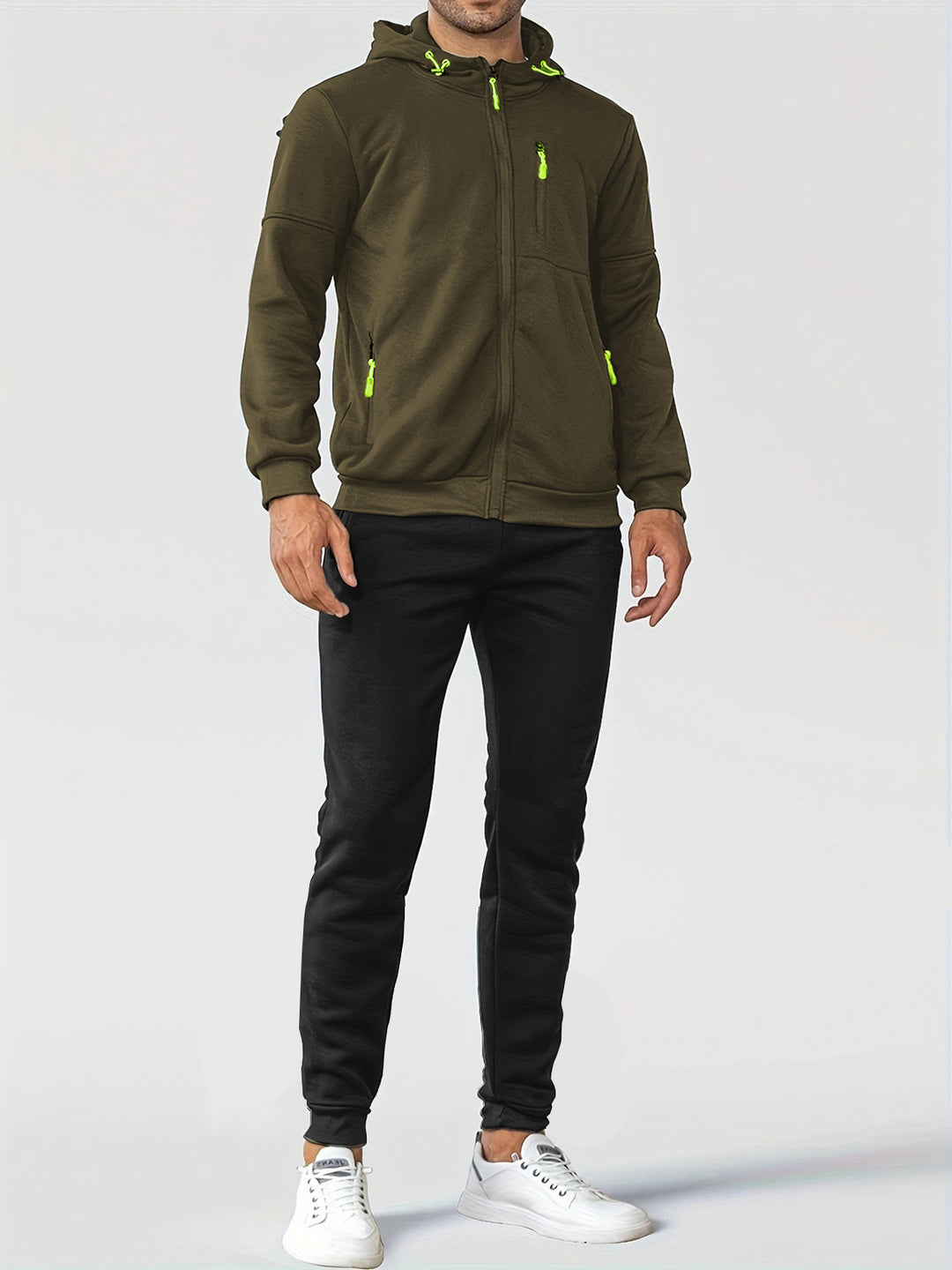 Men's Sporty Sweat Jacket and Jogging Pants Set with Functional Pockets Lisslune