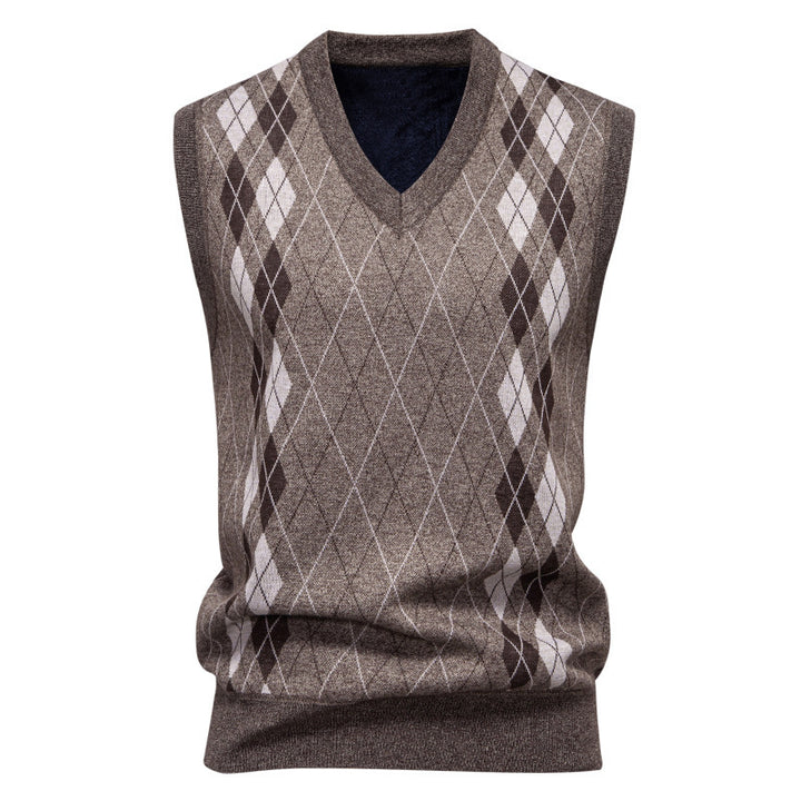Men's sleeveless knitted vest with modern diamond pattern Lisslune