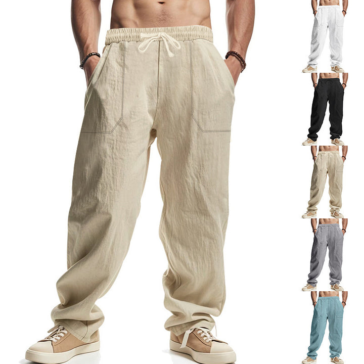 Men's loose cargo pants made of lightweight, breathable material with adjustable drawstring Lisslune