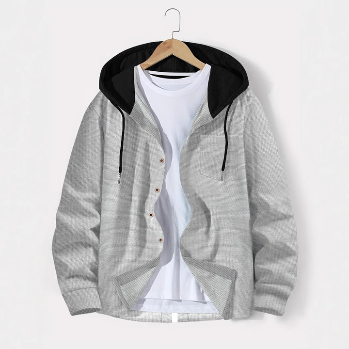 Men's versatile hoodie shirt with textured surface and practical chest pocket Lisslune