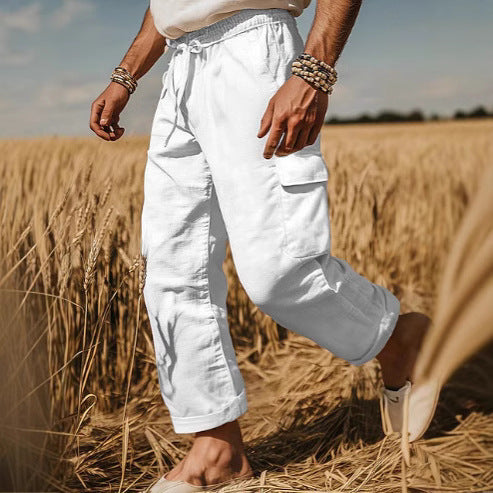 Men's cargo pants with elastic waistband and practical side pockets Lisslune