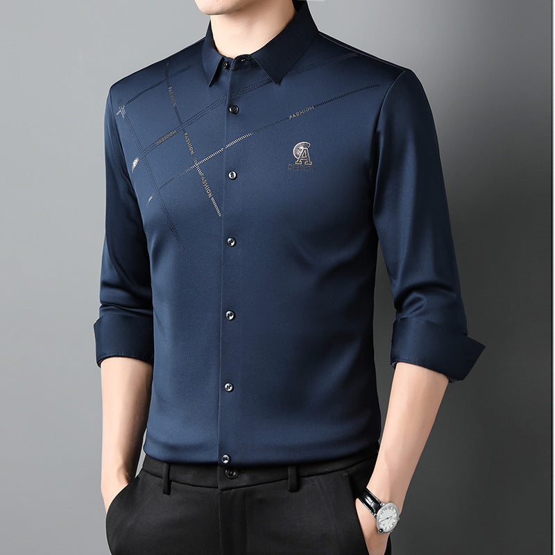 Men's elegant long-sleeve shirt with modern graphic design Lisslune