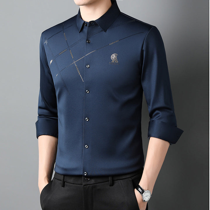 Men's elegant long-sleeve shirt with modern graphic design Lisslune