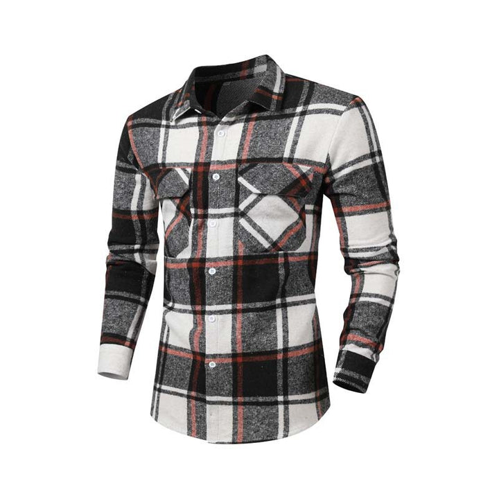 Men's flannel shirt with classic check pattern and chest pockets Lisslune