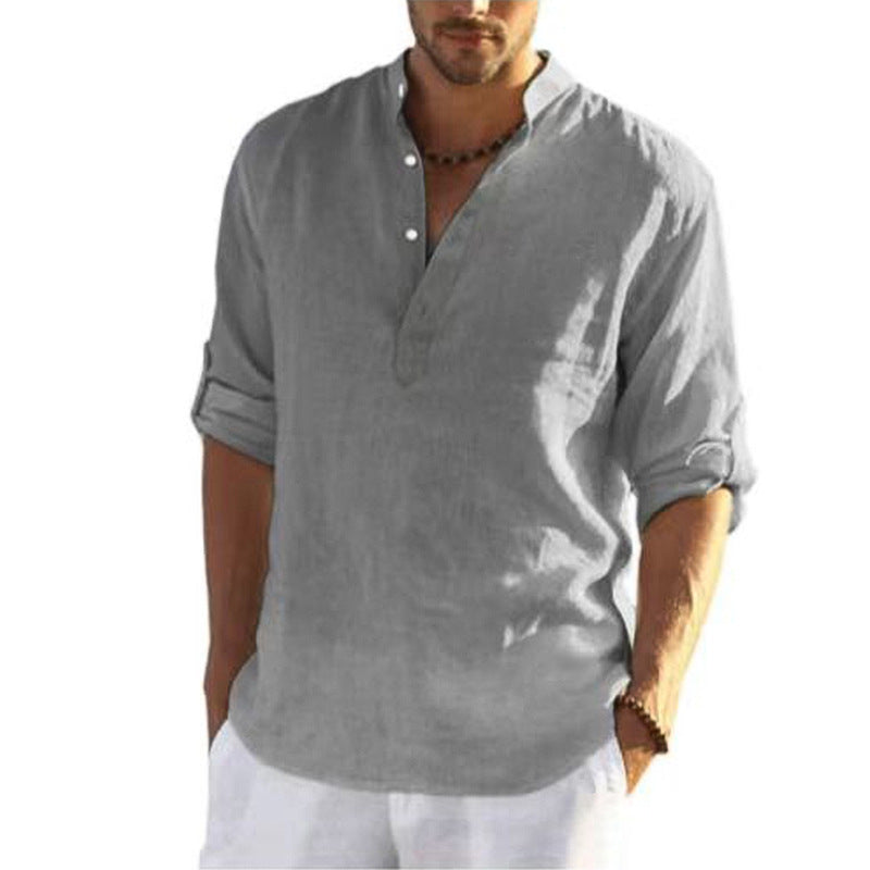 Men's casual long sleeve with stand-up collar Lisslune