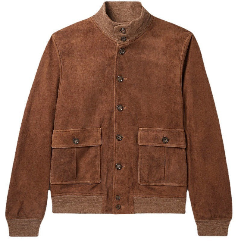Men's suede jacket with practical pockets and modern collar Lisslune