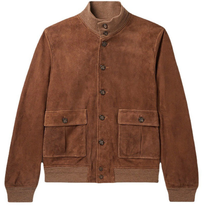 Men's suede jacket with practical pockets and modern collar Lisslune