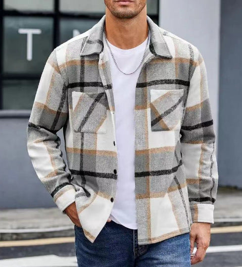 Men's casual checkered pattern shirt jacket Lisslune