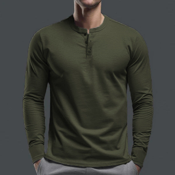 Men's Long Sleeve Shirt with Button Placket made of Comfortable Cotton Blend Lisslune