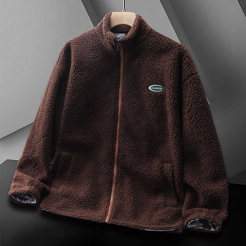 Men's Warm Fleece Jacket with High Collar and Elastic Cuffs Lisslune