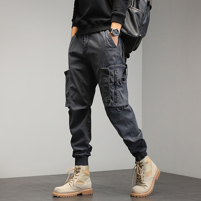 Men's cargo pants with stylish zip pockets and elastic waistband Lisslune