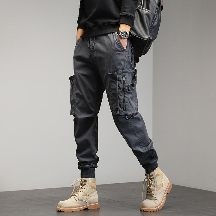 Men's cargo pants with stylish zip pockets and elastic waistband Lisslune