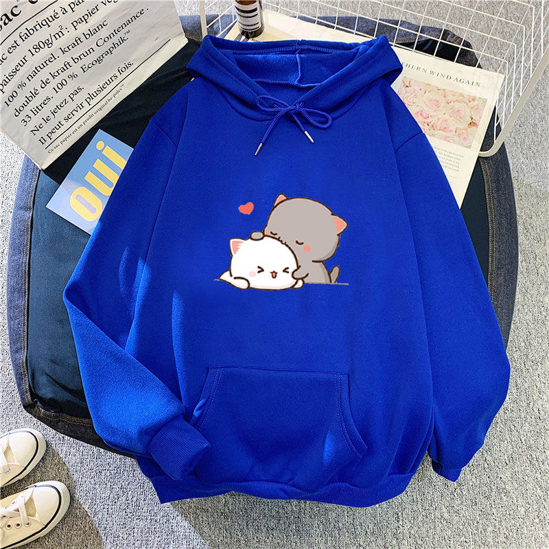 Women's hoodie with playful cat motif and comfortable fit Lisslune