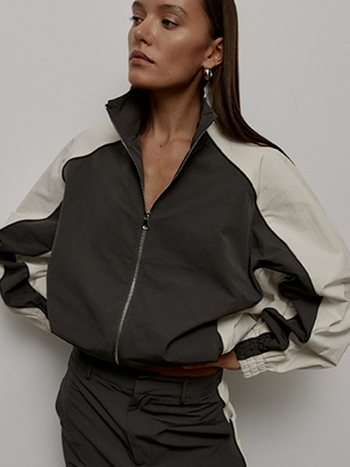 Womens sporty jacket with high collar and zipper Lisslune