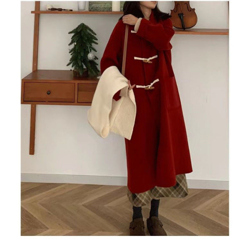 Women's Duffle Coat with Practical Pockets and Decorative Wooden Toggle Buttons Lisslune