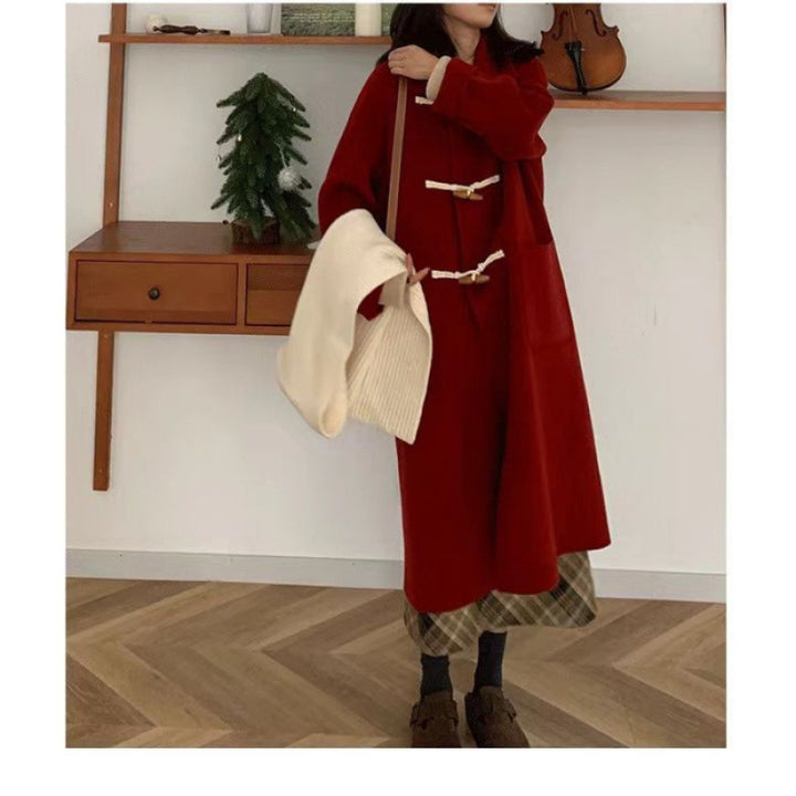 Women's Duffle Coat with Practical Pockets and Decorative Wooden Toggle Buttons Lisslune