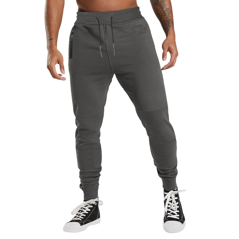 Men's Sporty Jogging Pants with Zipper and Elastic Waistband Lisslune