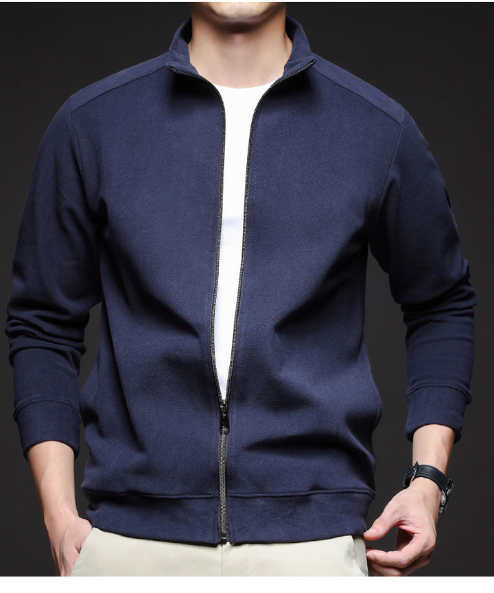Men's Sporty Sweat Jacket with High Collar and Full Zip Lisslune
