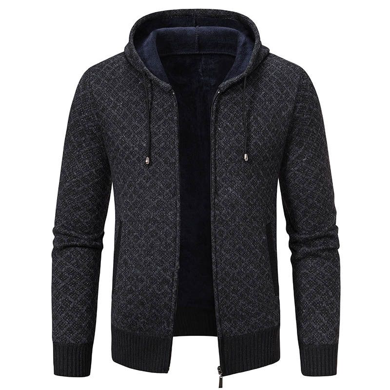 Men's Cozy Cardigan with Hood and Modern Design Lisslune