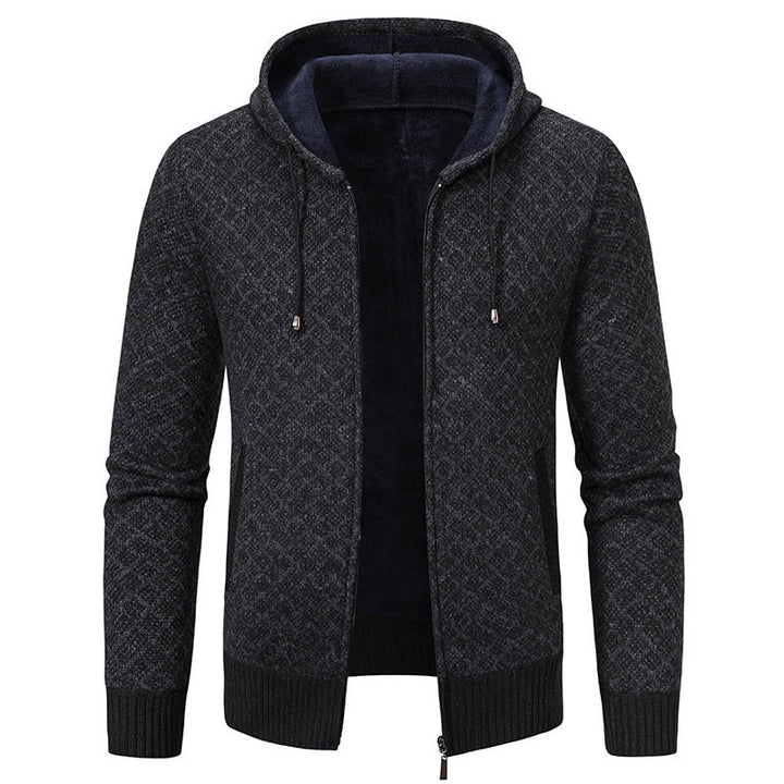 Men's Cozy Cardigan with Hood and Modern Design Lisslune