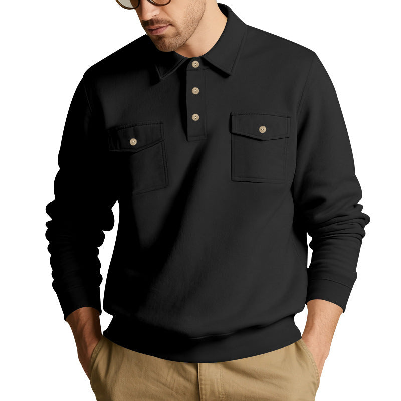 Men's casual pullover with practical chest pockets and modern stand-up collar Lisslune