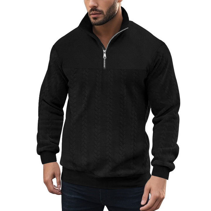 Men's knitted pullover with zipper and modern cable design Lisslune